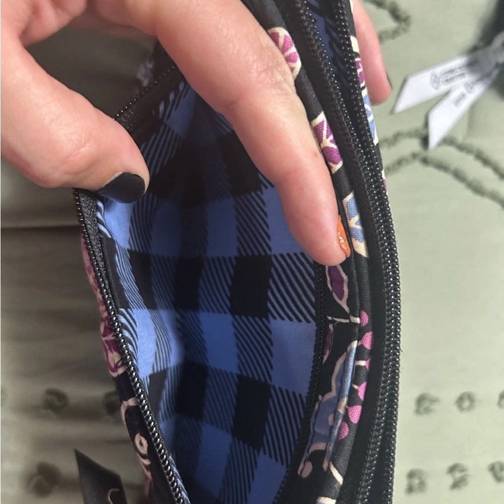 Vera Bradley Black and Purple Floral Wristlet - Picture 3 of 6